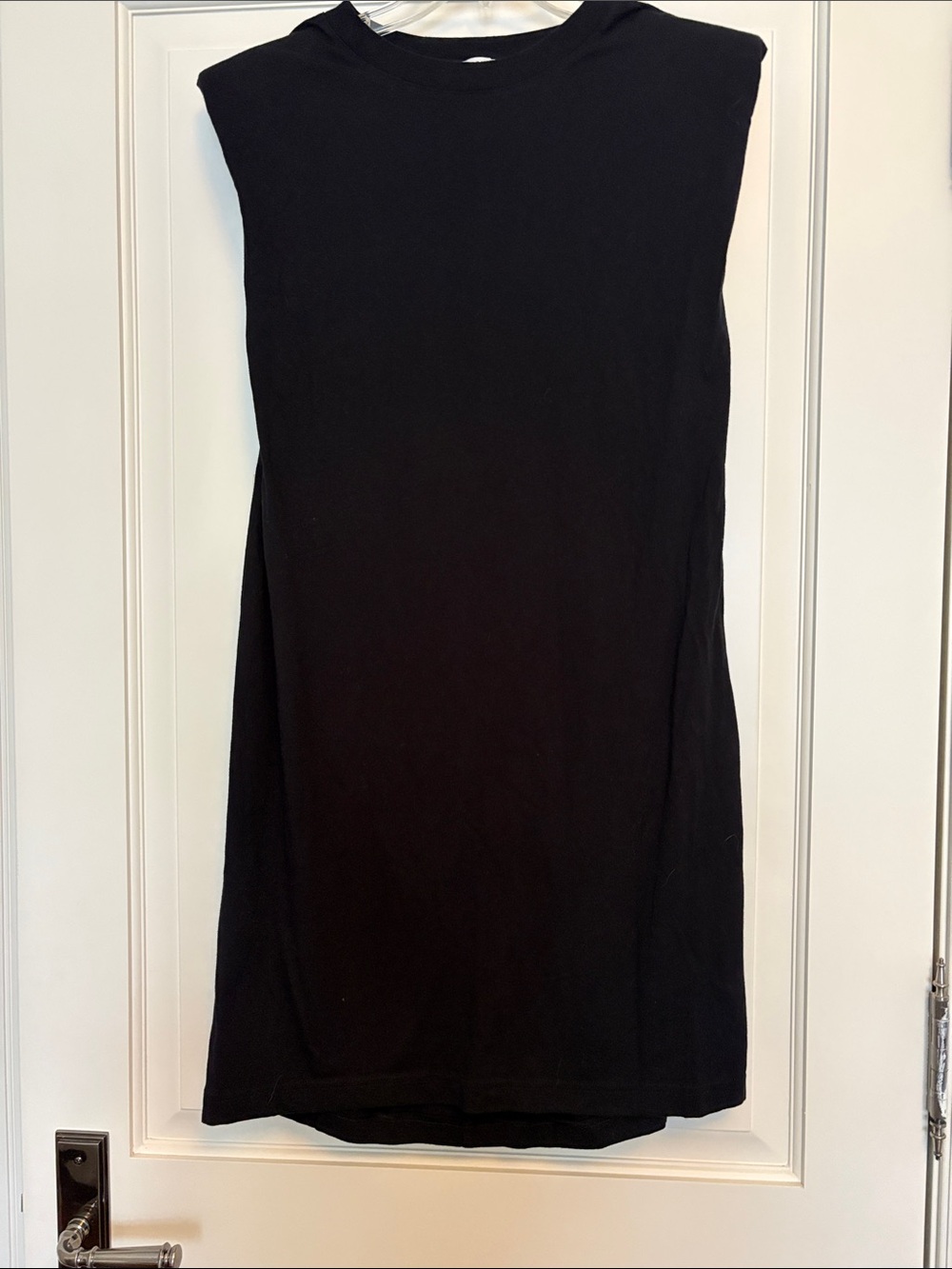 Babeton Black Sleeveless Shift Dress with Padded Shoulders - Minimalist Style